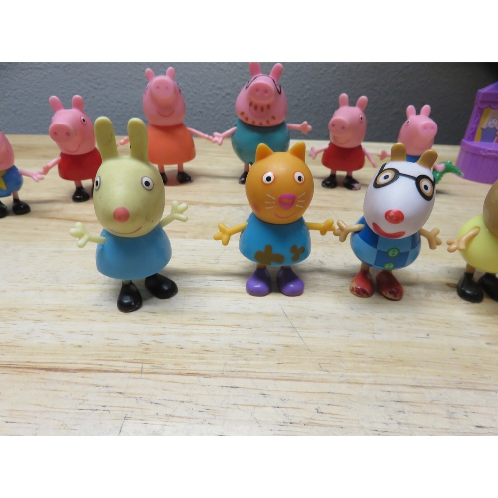 Peppa Pig Lot of 12 Figure Mixed George Mama Papa + Others 17 Total Pieces - Picture 2 of 14